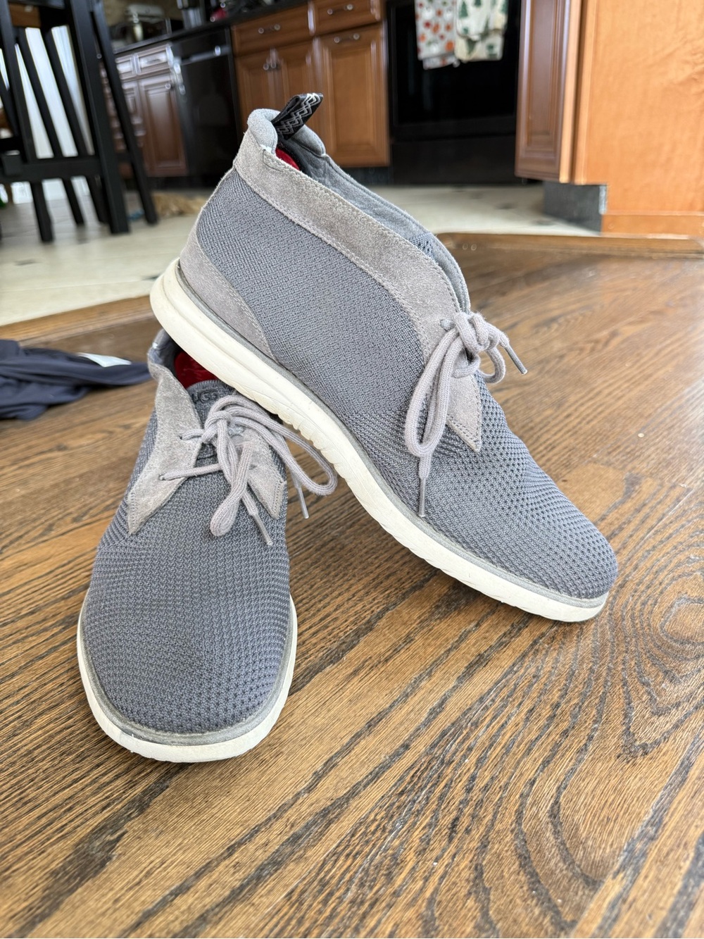 UGG Men's Grey Knit Chukka Boots with White Sole
